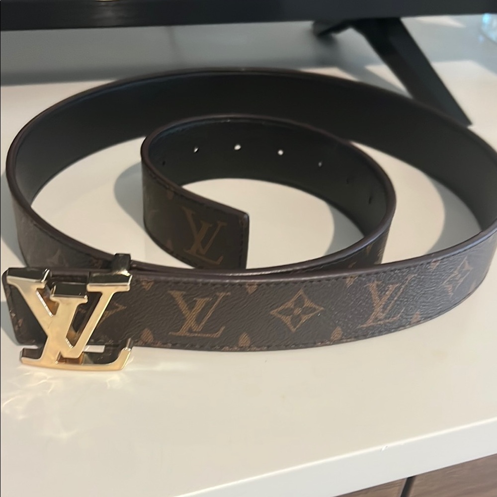 Louis Vuitton Gold Buckle Brown Monogram Belt